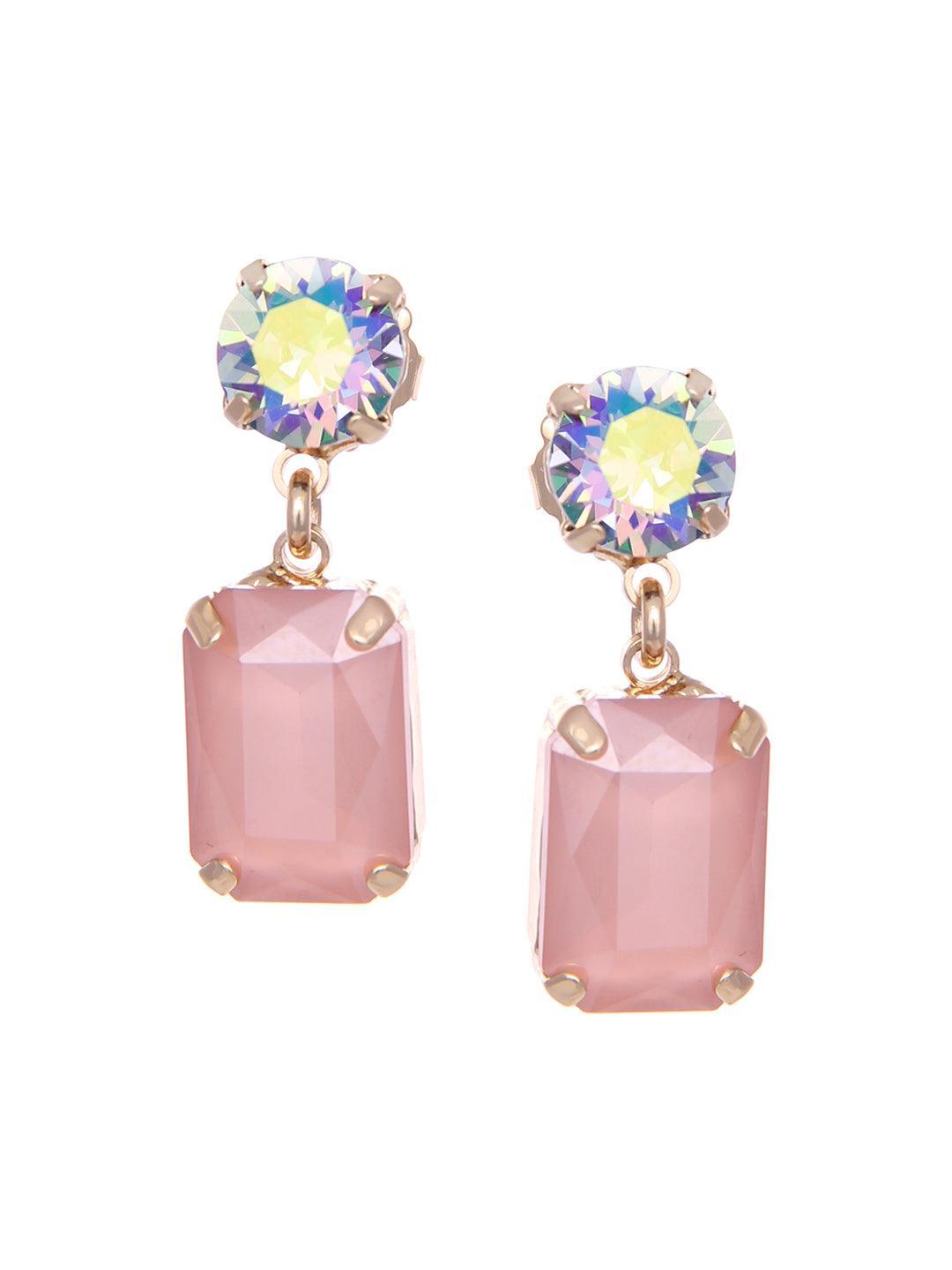 Ishhaara Irridescent Square Drop Earrings Pink