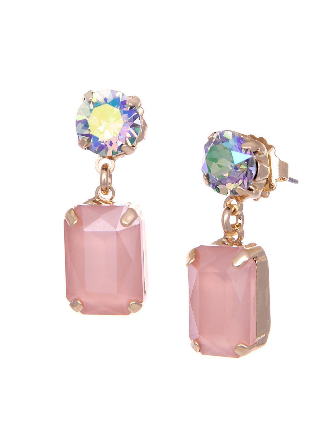 Ishhaara Irridescent Square Drop Earrings Pink