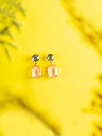Ishhaara Irridescent Square Drop Earrings Pink