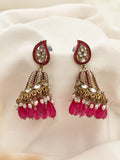 Ishhaara Pink Jadau Jhumka Earring With Pearl Work