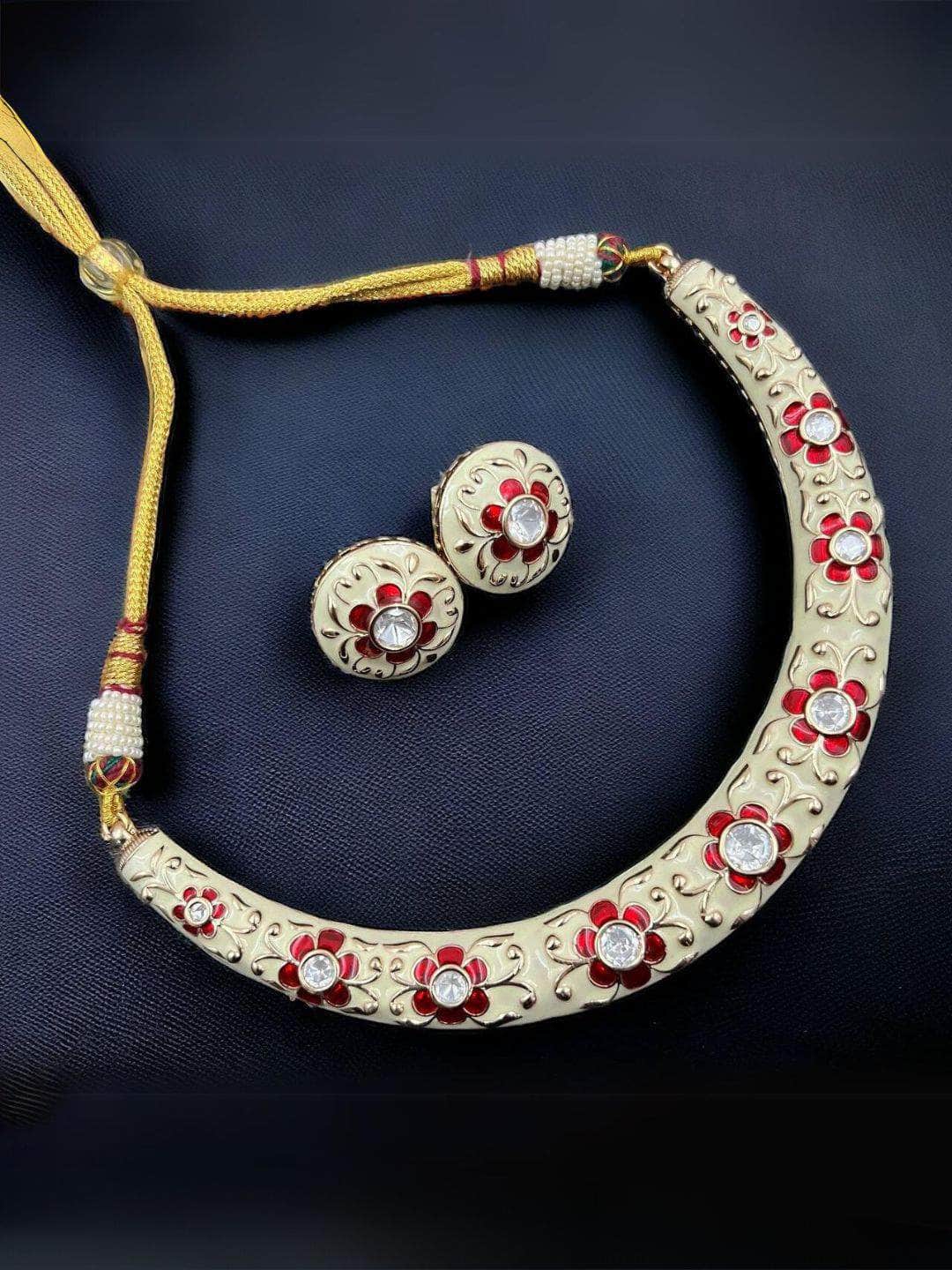 Ishhaara Pink Jadau Kundan Hasli Necklace Set