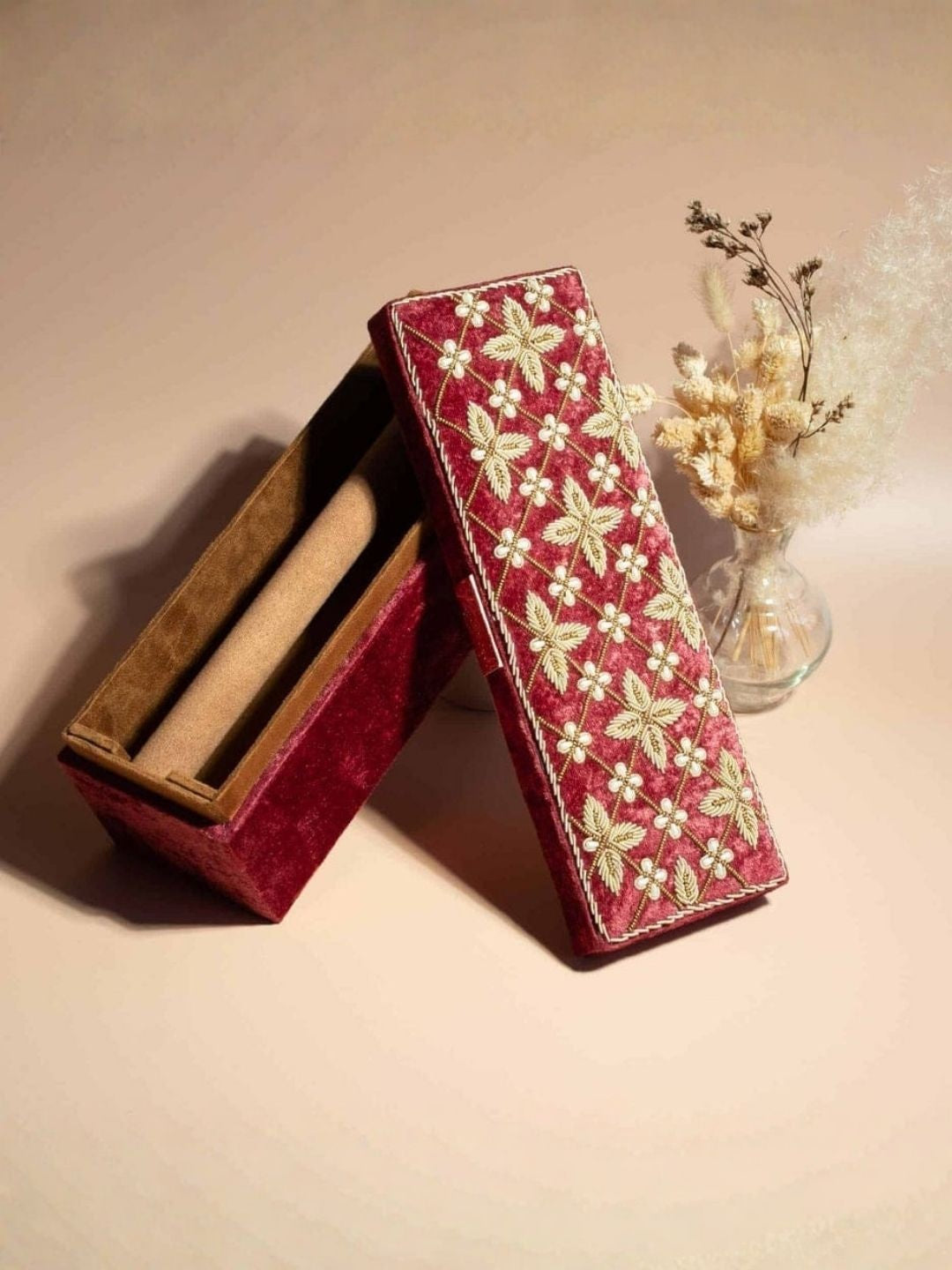 Ishhaara Embroidered Velvet Jewellery Box — handcrafted Indian jewellery