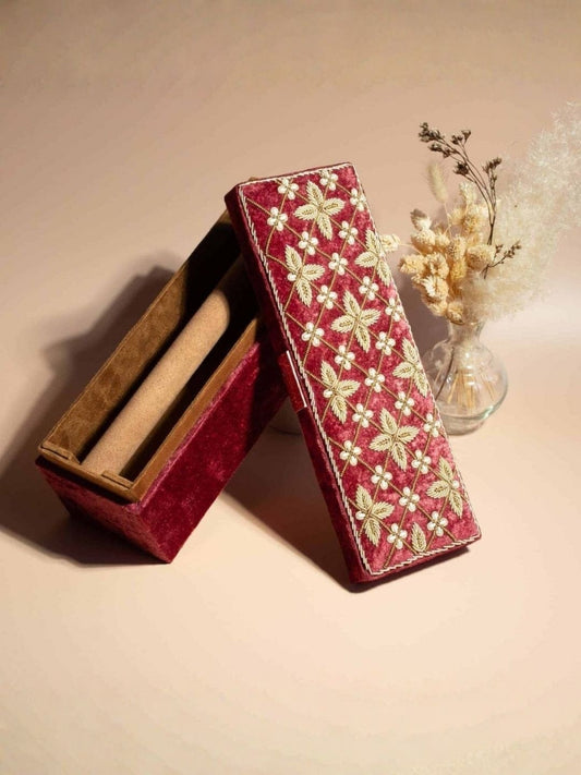 Ishhaara Embroidered Velvet Jewellery Box — handcrafted Indian jewellery