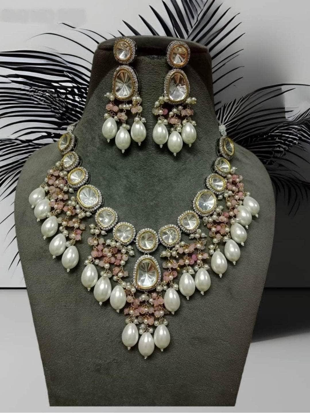 Ishhaara Pink Kundan Crux Necklace