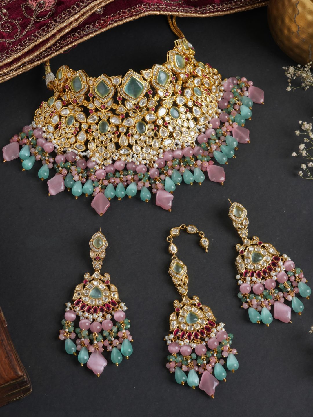 Ishhaara Pink Kundan Kanti Rajputana Necklace