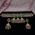 Ishhaara Pink Kundan Pearl And Beads Choker Set