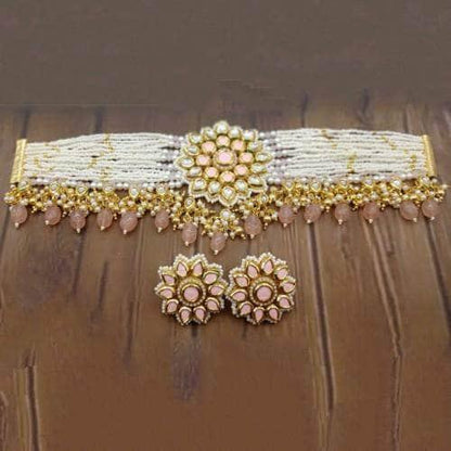 Ishhaara Kundan Pendant Moti Choker And Earring Set