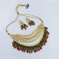 Ishhaara Layered Kundan Coral Hanging Set