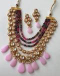 Ishhaara Pink Layered Onex Kundan Necklace