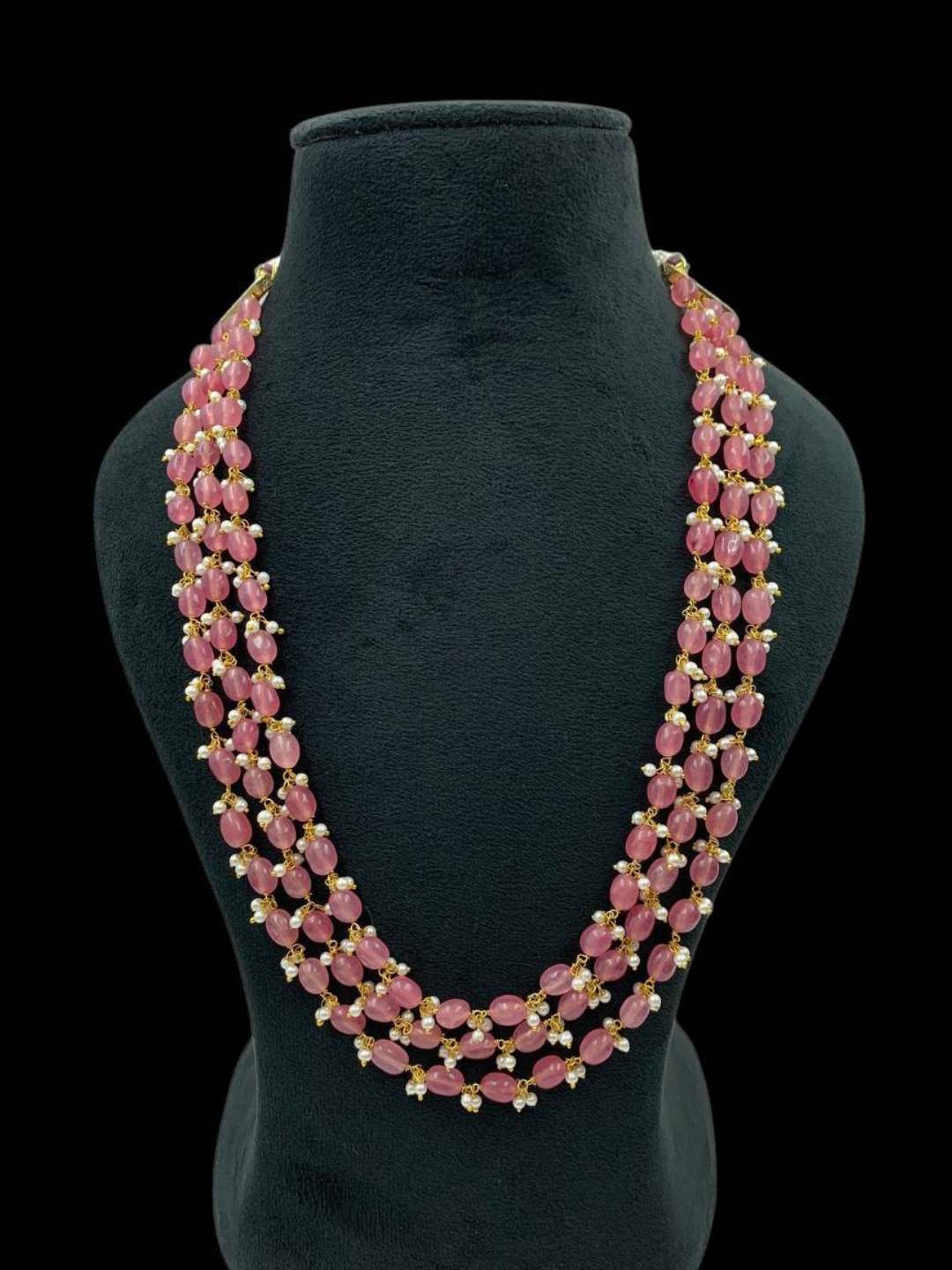 Ishhaara Pink Layered Pearl Beaded Long Necklace