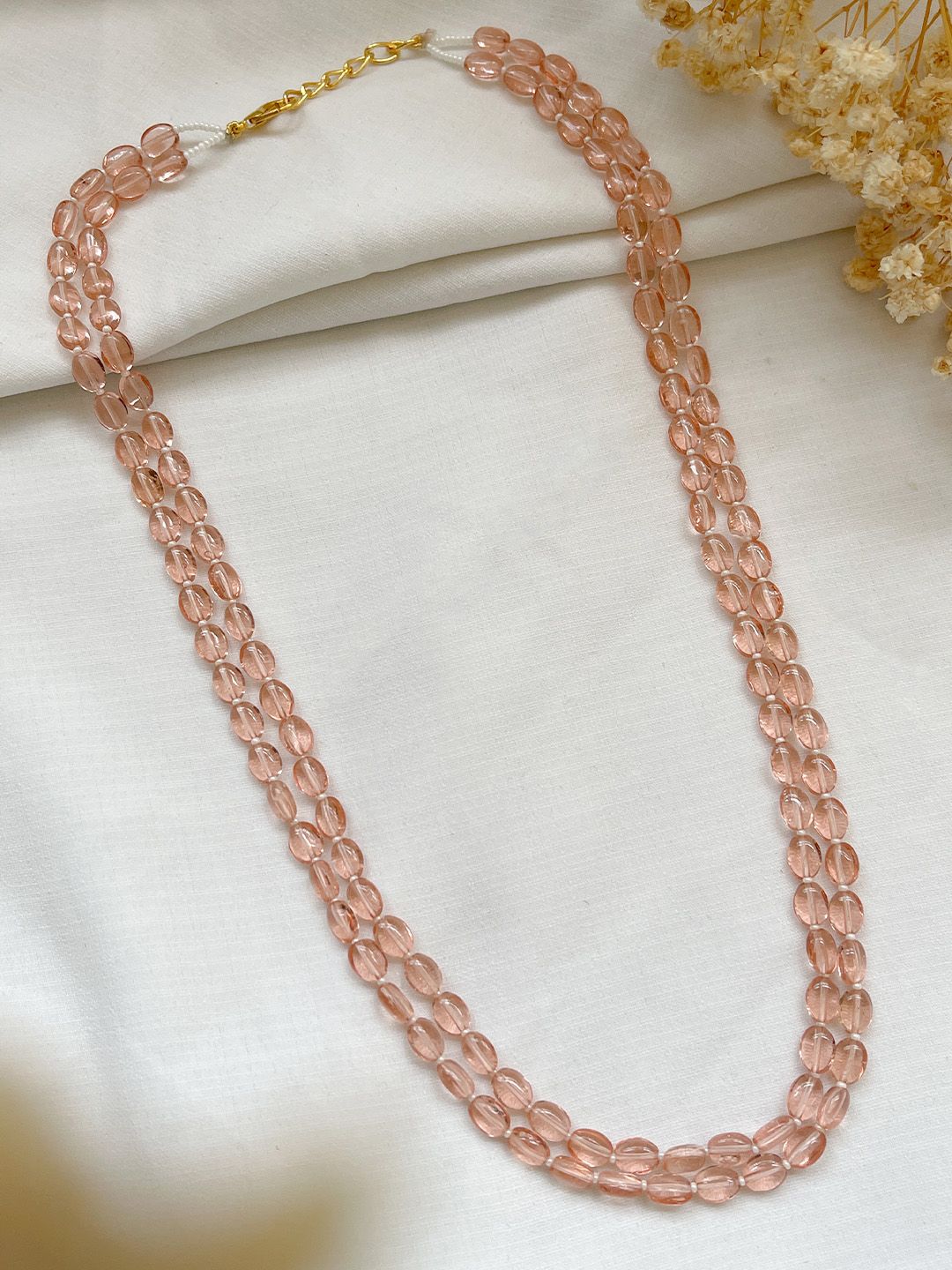 Ishhaara Pink Layered Pumpkin Beads Mala