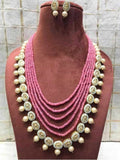 Ishhaara Pink Long Onyx Kundan Necklace