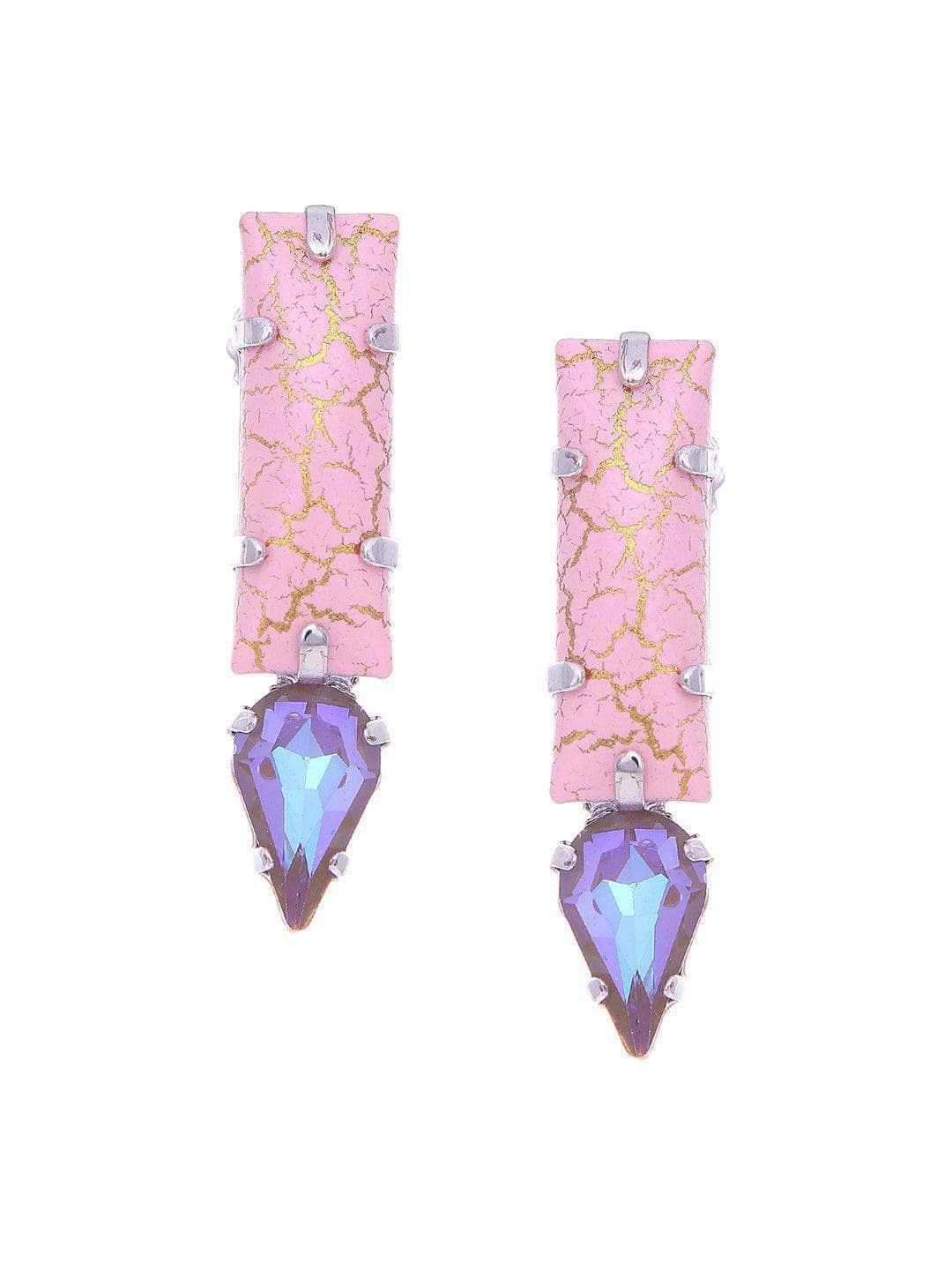 Ishhaara Marble Crystal Drop Earrings Pink