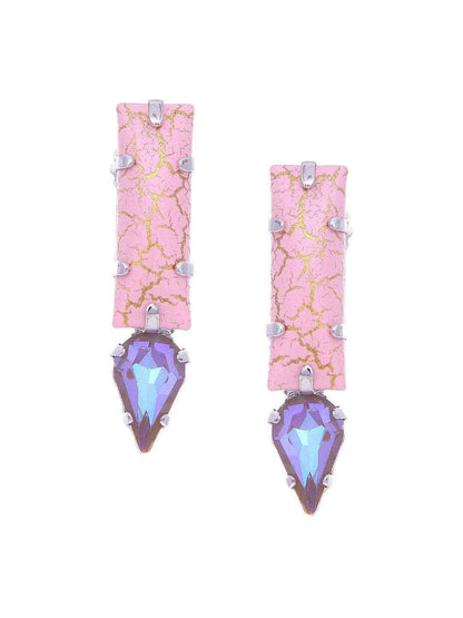 Ishhaara Marble Crystal Drop Earrings Pink
