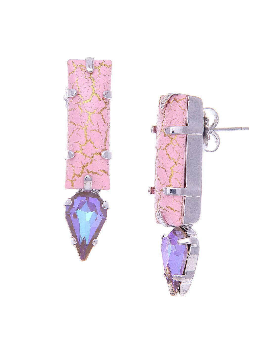 Ishhaara Marble Crystal Drop Earrings Pink