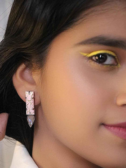 Ishhaara Marble Crystal Drop Earrings Pink