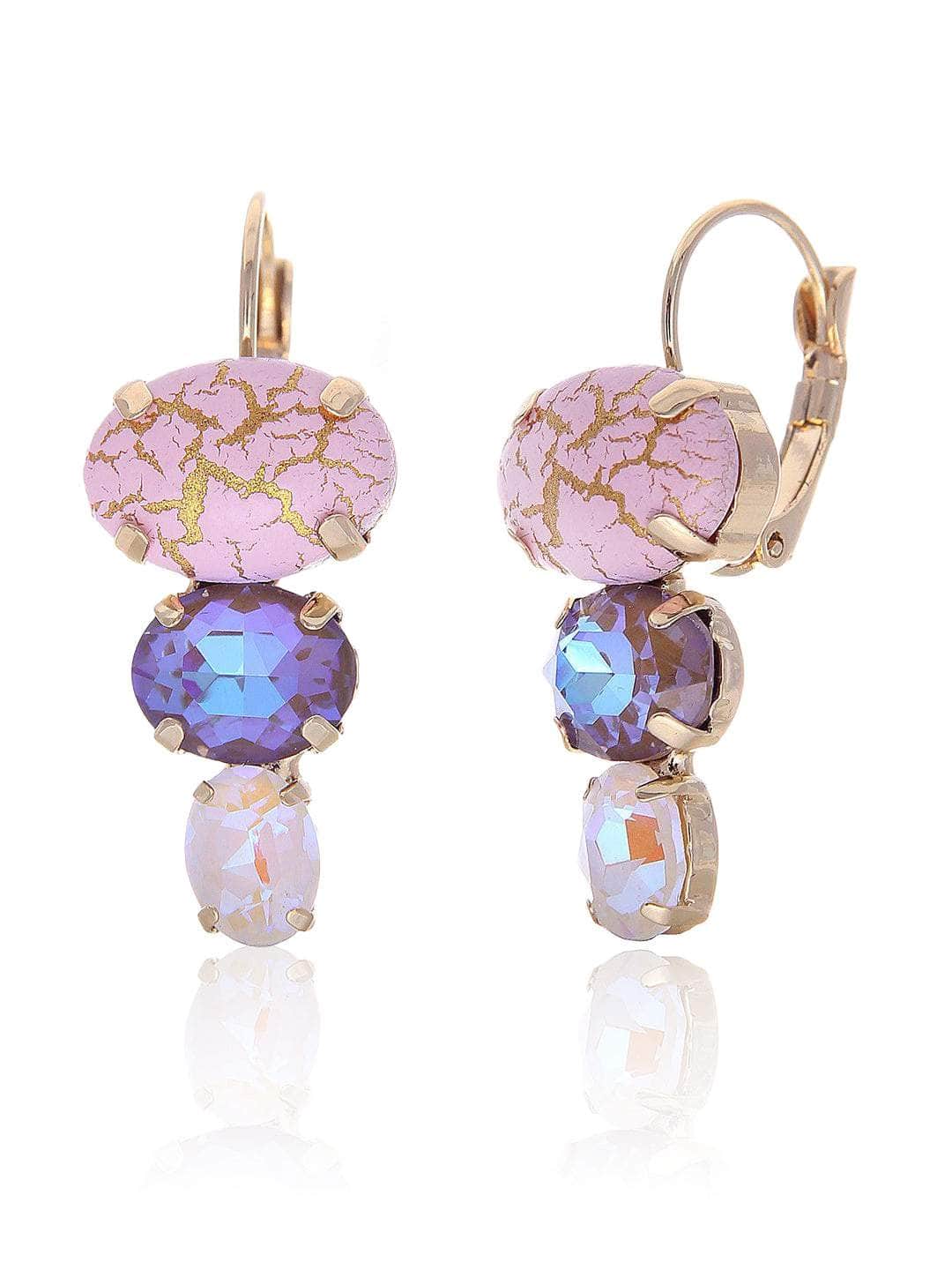 Ishhaara Pink Marble Crystal Stud Earrings - Pink