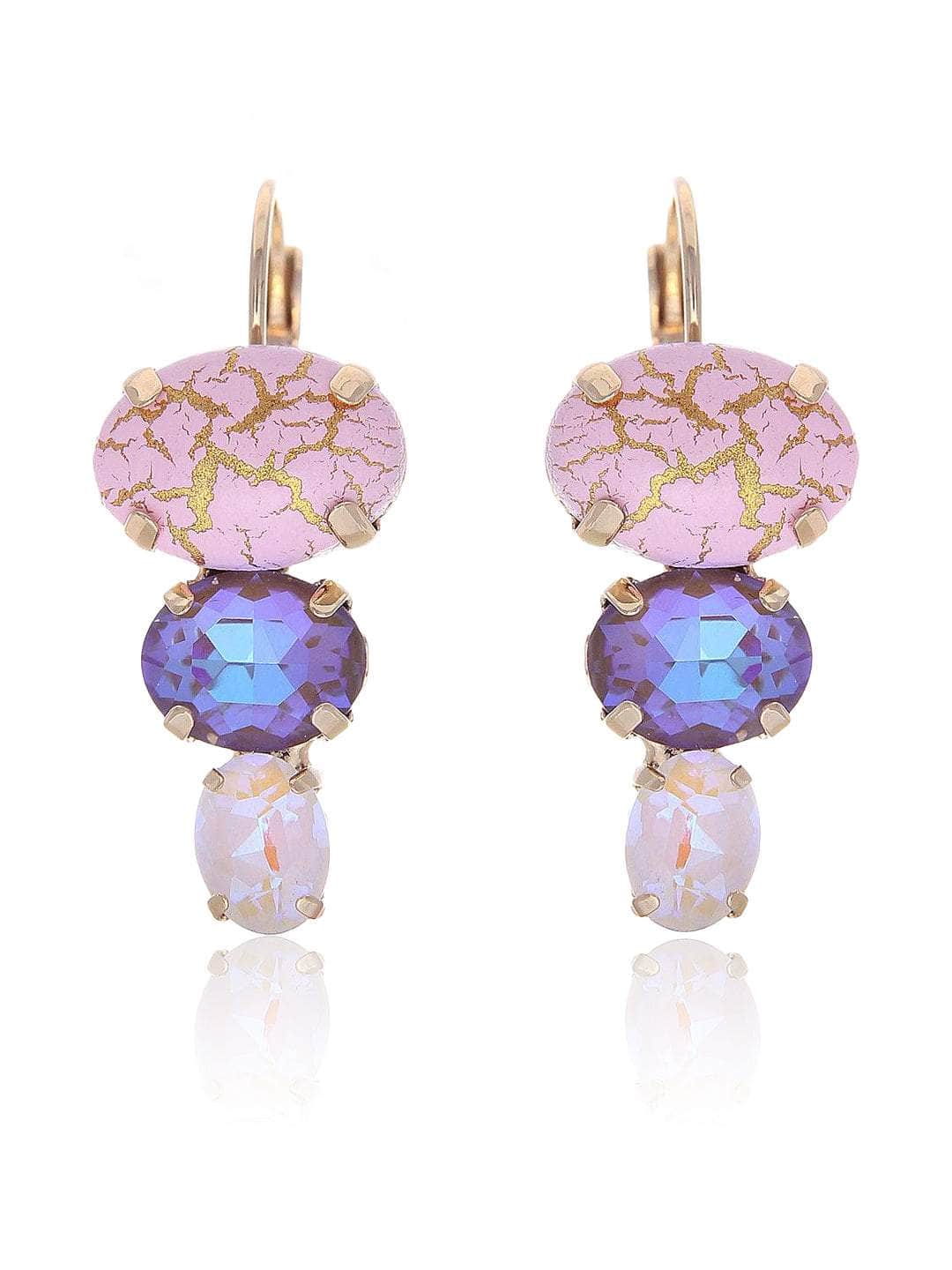 Ishhaara Pink Marble Crystal Stud Earrings - Pink