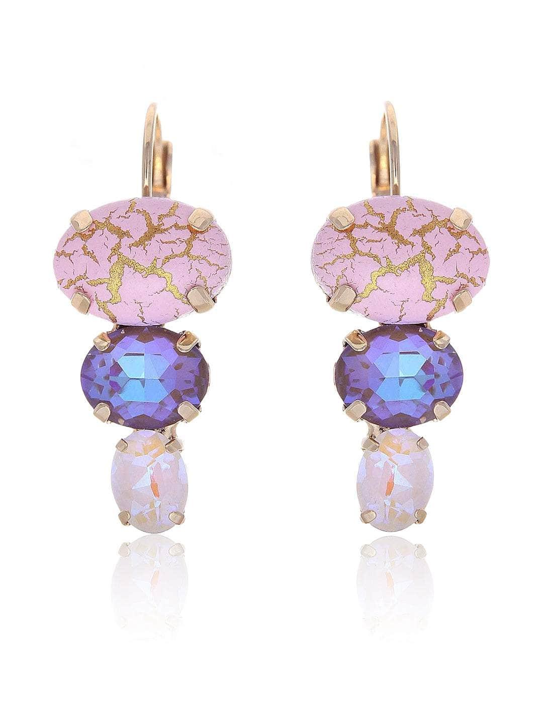 Ishhaara Marble Crystal Stud Earrings Pink