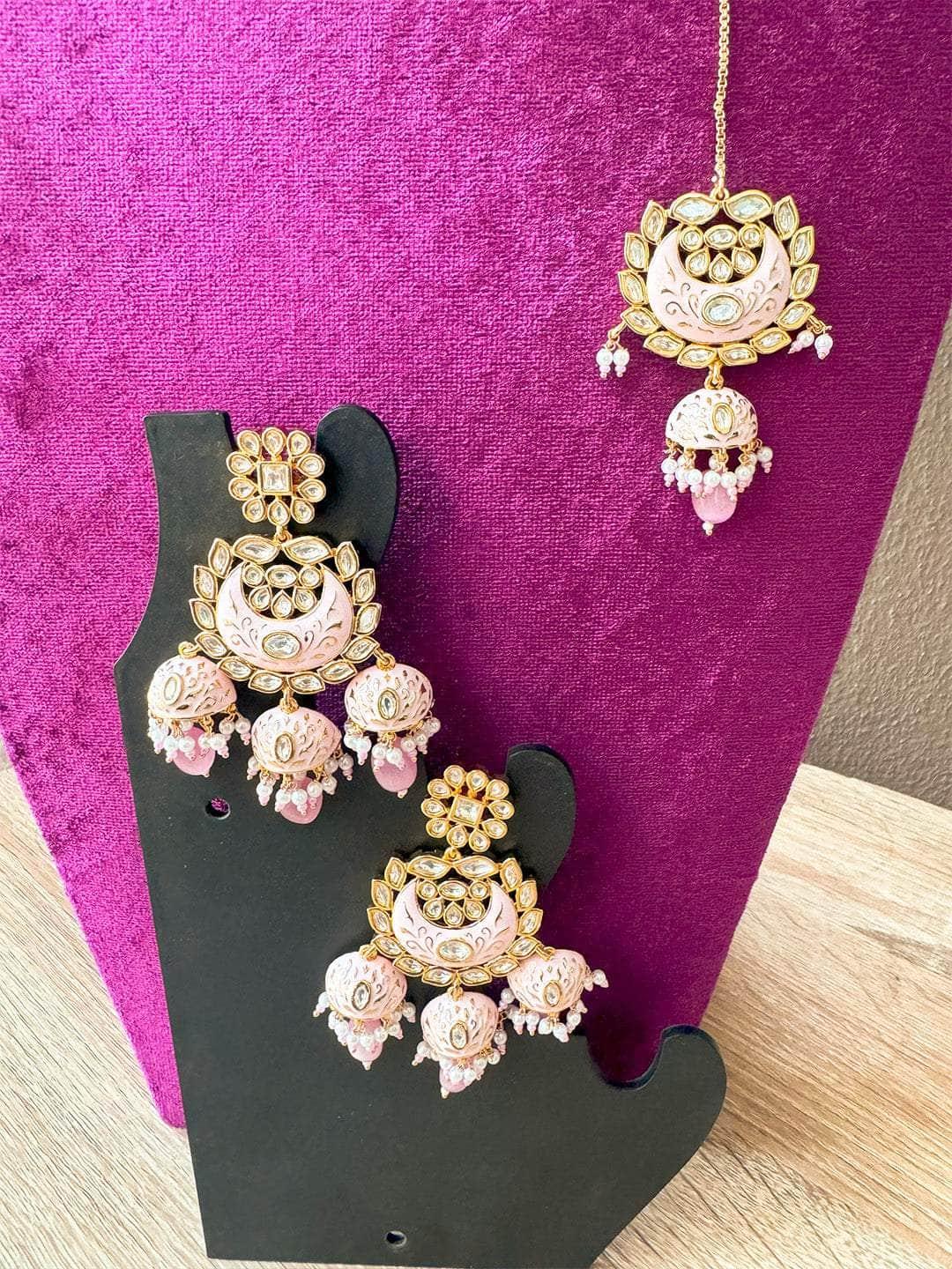 Ishhaara Pink Meenakari Choker With Maang Tikka