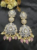 Ishhaara Pink Meenakari & Kundan Chandbali Earrings