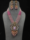 Ishhaara Pink Minakari Long Kundan Necklace Set