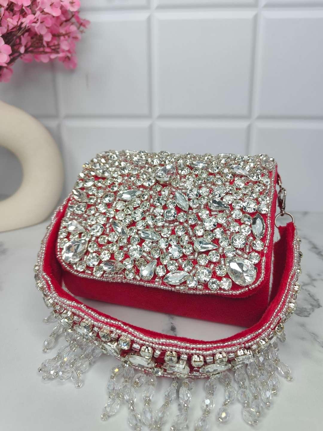 Ishhaara Pink Mini Crystal Bag