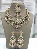Ishhaara Pink Mossianite Polki Necklace
