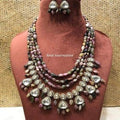 Ishhaara Pink Multi Layered Precious Stone Polki Hanging Necklace