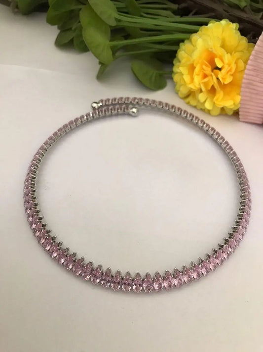 Ishhaara Pink Multicolor Casual Wear Semi Precious Stone Necklace Set