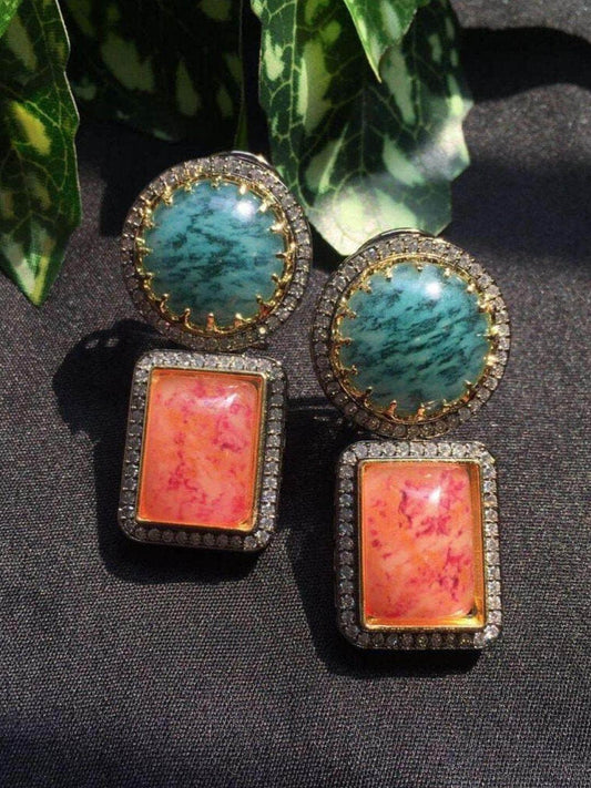 Ishhaara Multicolor Doublette Stone Earrings
