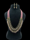 Ishhaara Pink Multilayered Kundan And Green Stone Groom Necklace