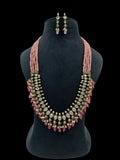 Ishhaara Pink Multilayered Kundan And Green Stone Groom Necklace