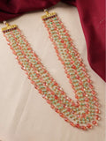 Ishhaara Pink Multilayered Pearl Beaded Necklace