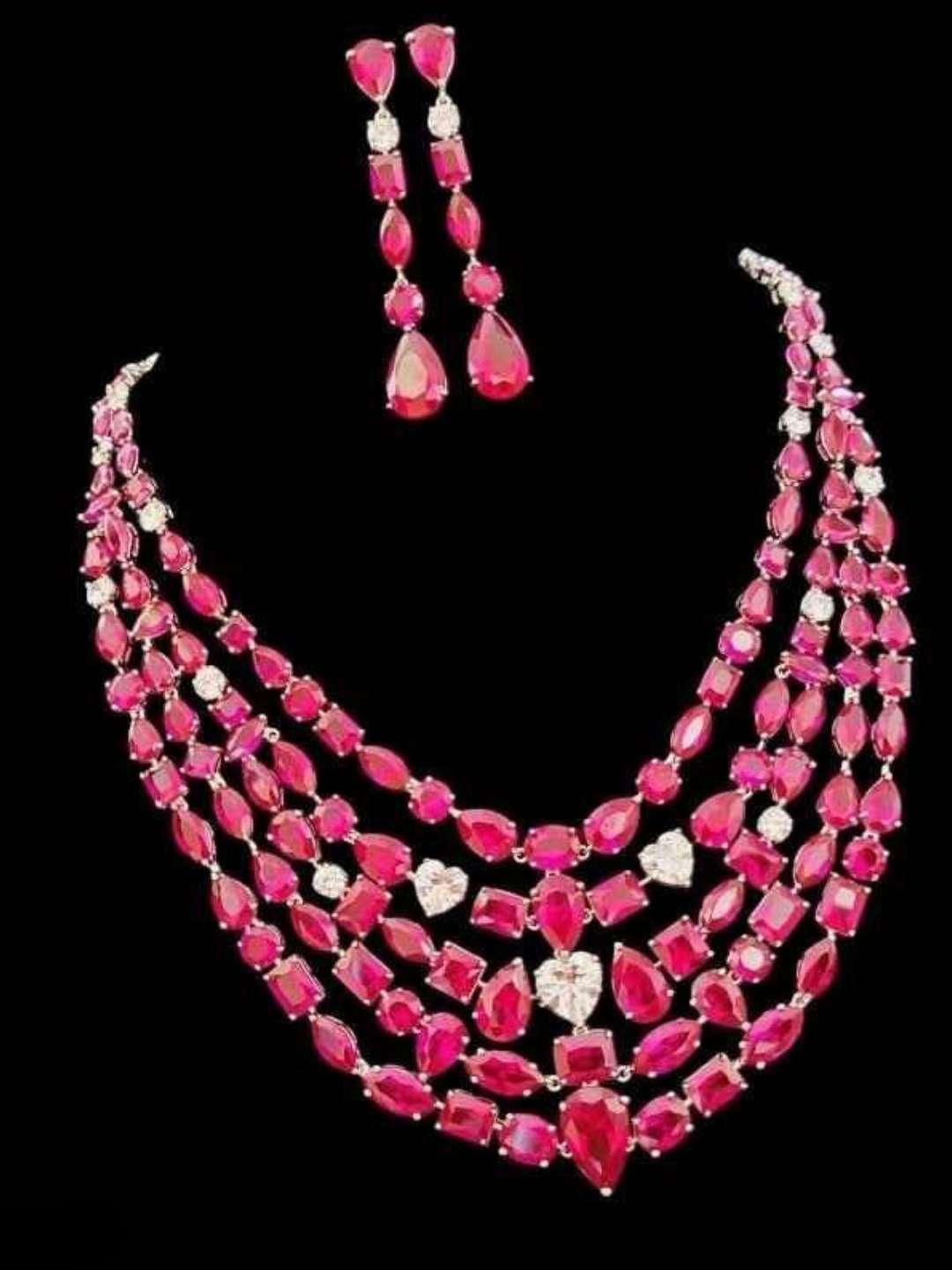 Ishhaara Pink Multilayered Zirconia Necklace Set