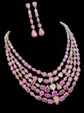 Ishhaara Pink Multilayered Zirconia Necklace Set