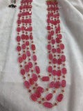 Ishhaara Pink Natural Gemstone Studded Long Mala Necklace