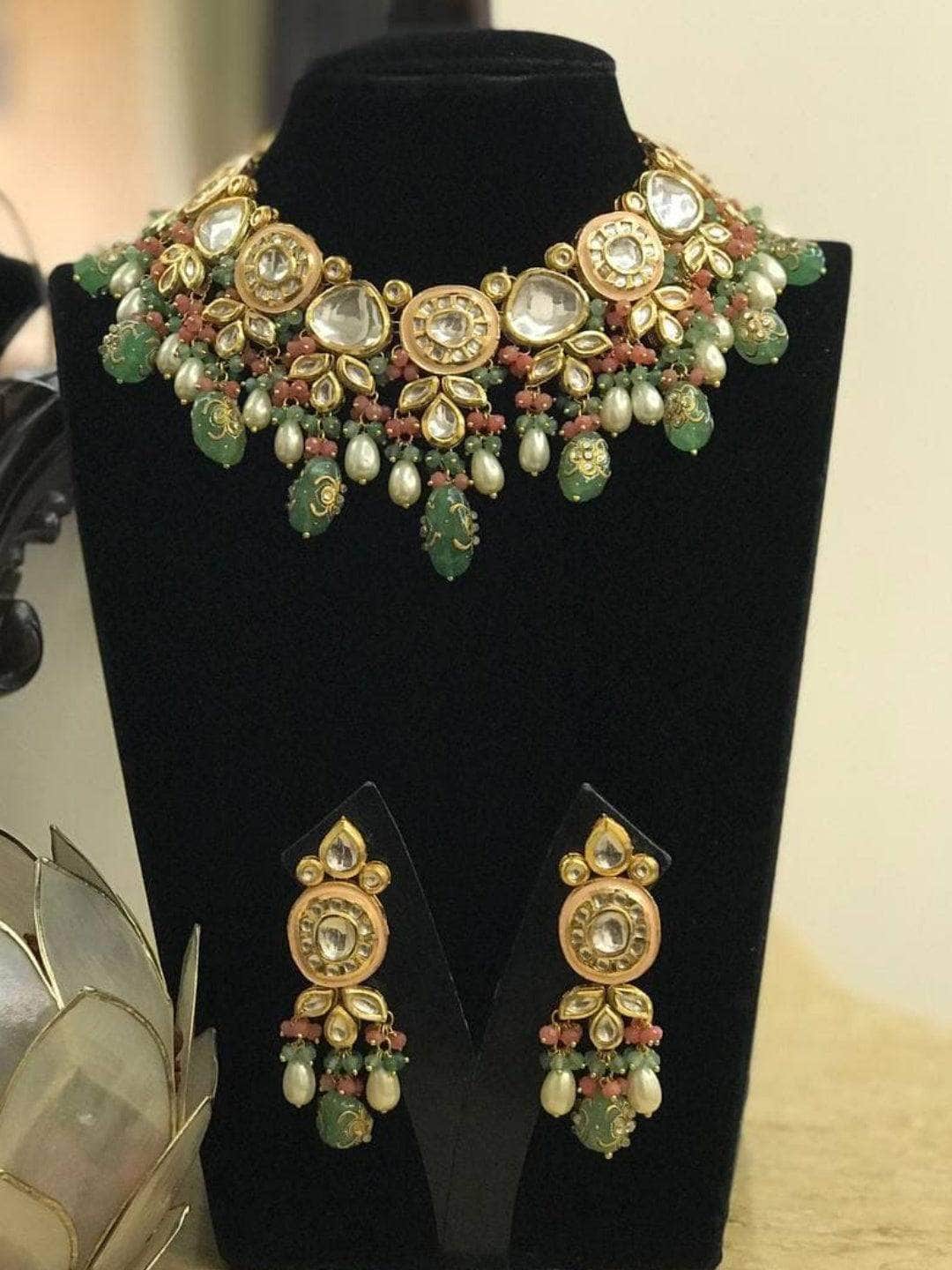 Ishhaara Pink Paloma Rao in Kundan With Meena Design Necklace Set