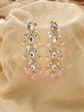 Ishhaara Pink Pearl Beaded Kundan Earrings