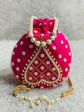 Ishhaara Pink Pearl Beaded Potli Bags