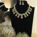 Ishhaara Pink Pearl Split Melon Beads Necklace Set