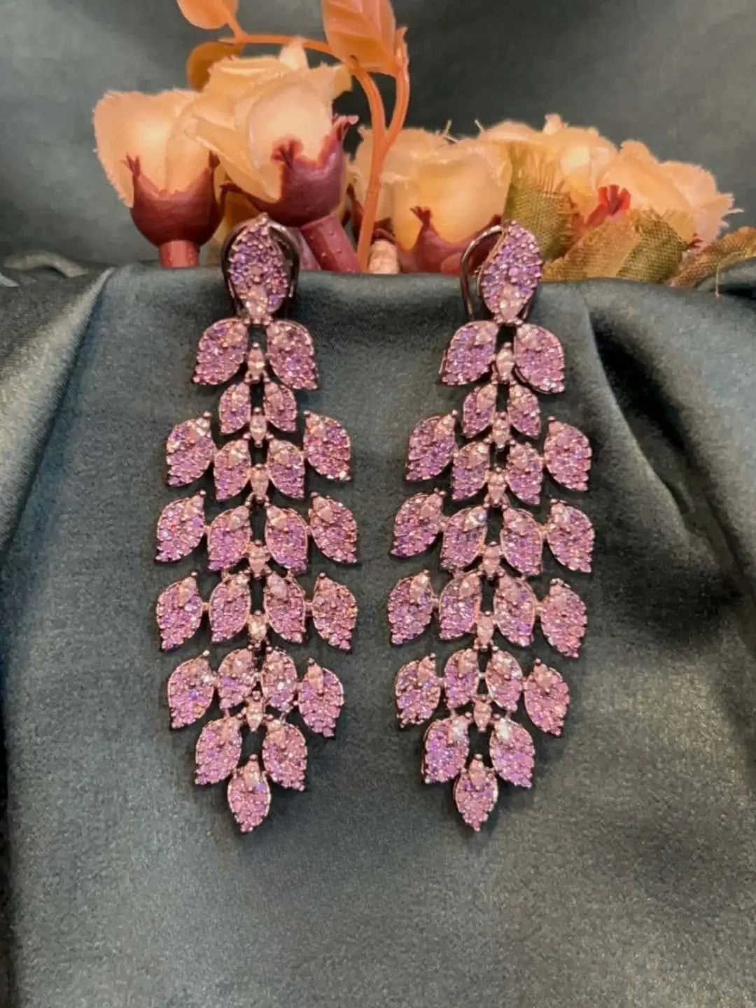 Ishhaara Green Petal Dreams Delicate Floral Drop Earrings