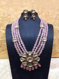 Ishhaara Pink Polki Big Pendant Necklace