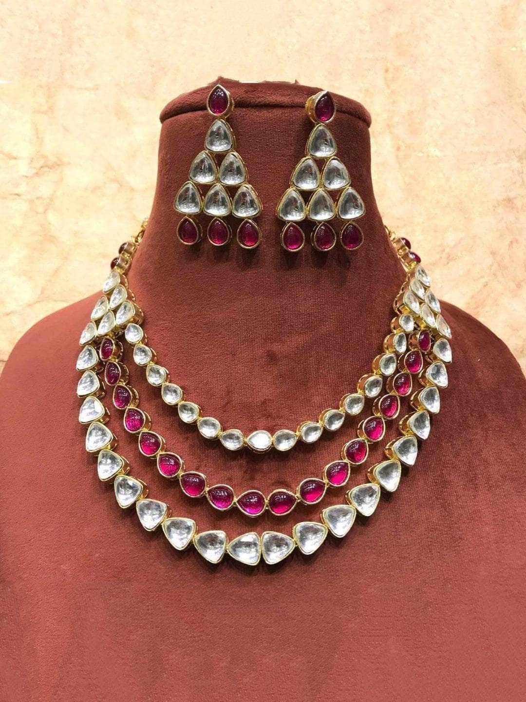 Ishhaara Pink Polki Layered Necklace