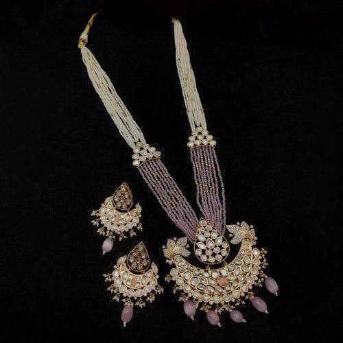 Ishhaara Polki Pendant Set With Chid Bunches