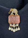 Ishhaara Pink Polki Uncut Diamond Elephant Brooch