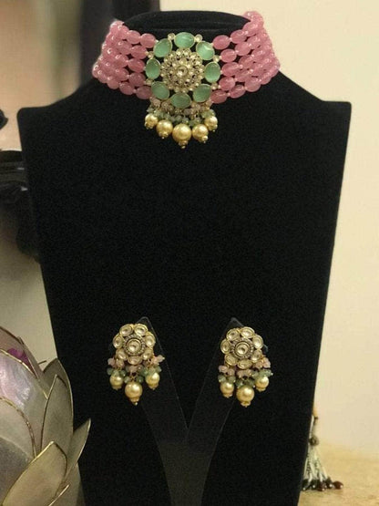 Ishhaara Precious Choker Beaded Necklace Set