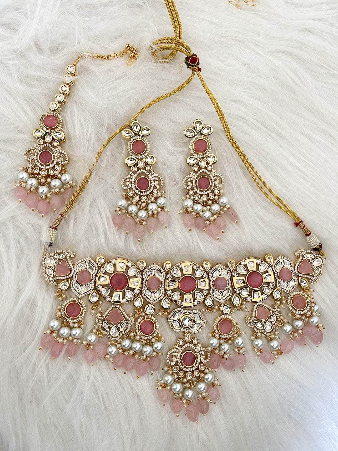 Ishhaara Pink Premium Meenakari Necklace Set