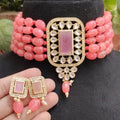 Ishhaara Pink Rectangular Victorian Necklace Set
