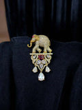Ishhaara Pink Regal Victorian Elephant Motif Groom Brooch